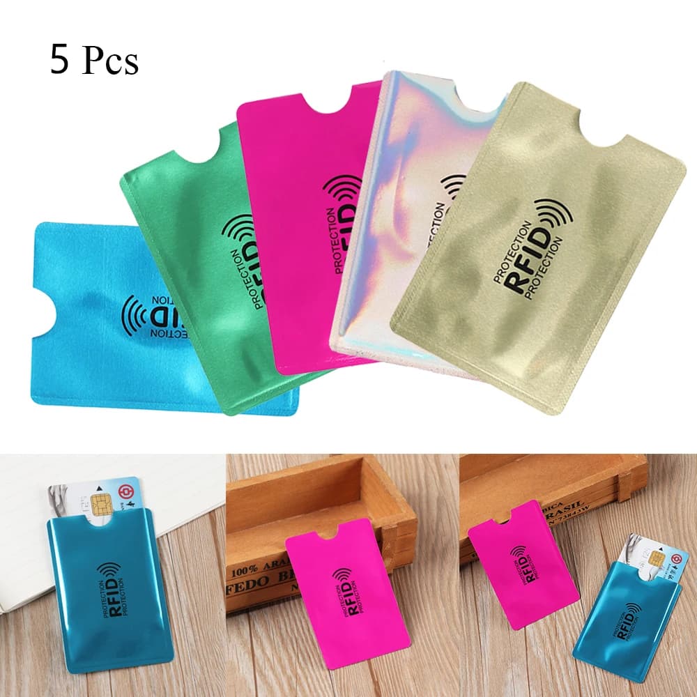 5 Pezzi Custodia Protettiva in Alluminio per Carte di Credito con Blocco RFID
