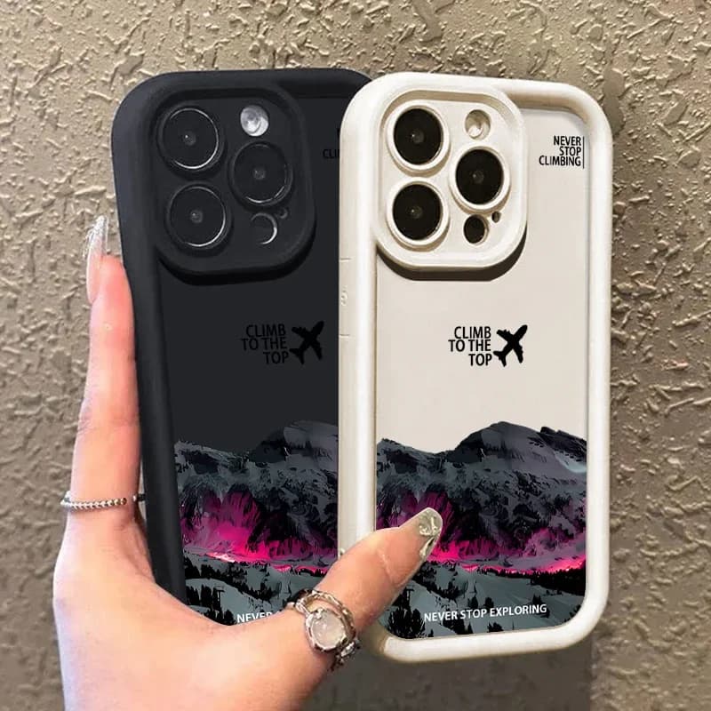Custodia con motivo montagna neve scura per iPhone 17 15 16 14 12 13 Pro Max 15 14 Plus Pro Air 11 16e Custodia morbida antiurto in TPU