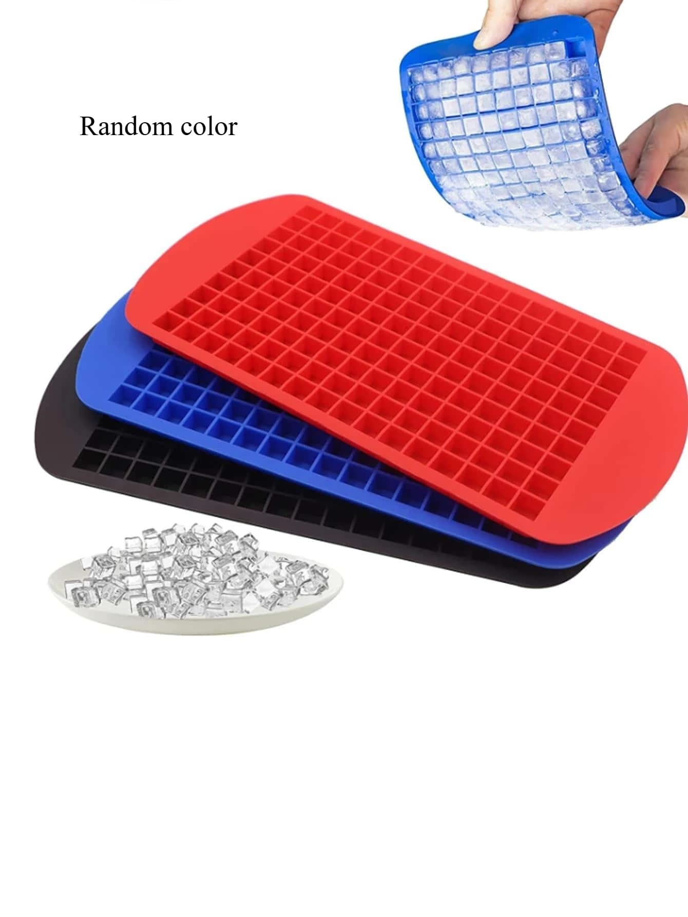 Vassoio per ghiaccio in silicone da 160 cubetti, stampo per ghiaccio quadrato piccolo, blu, nero, rosso, confezione da 1, colore casuale
