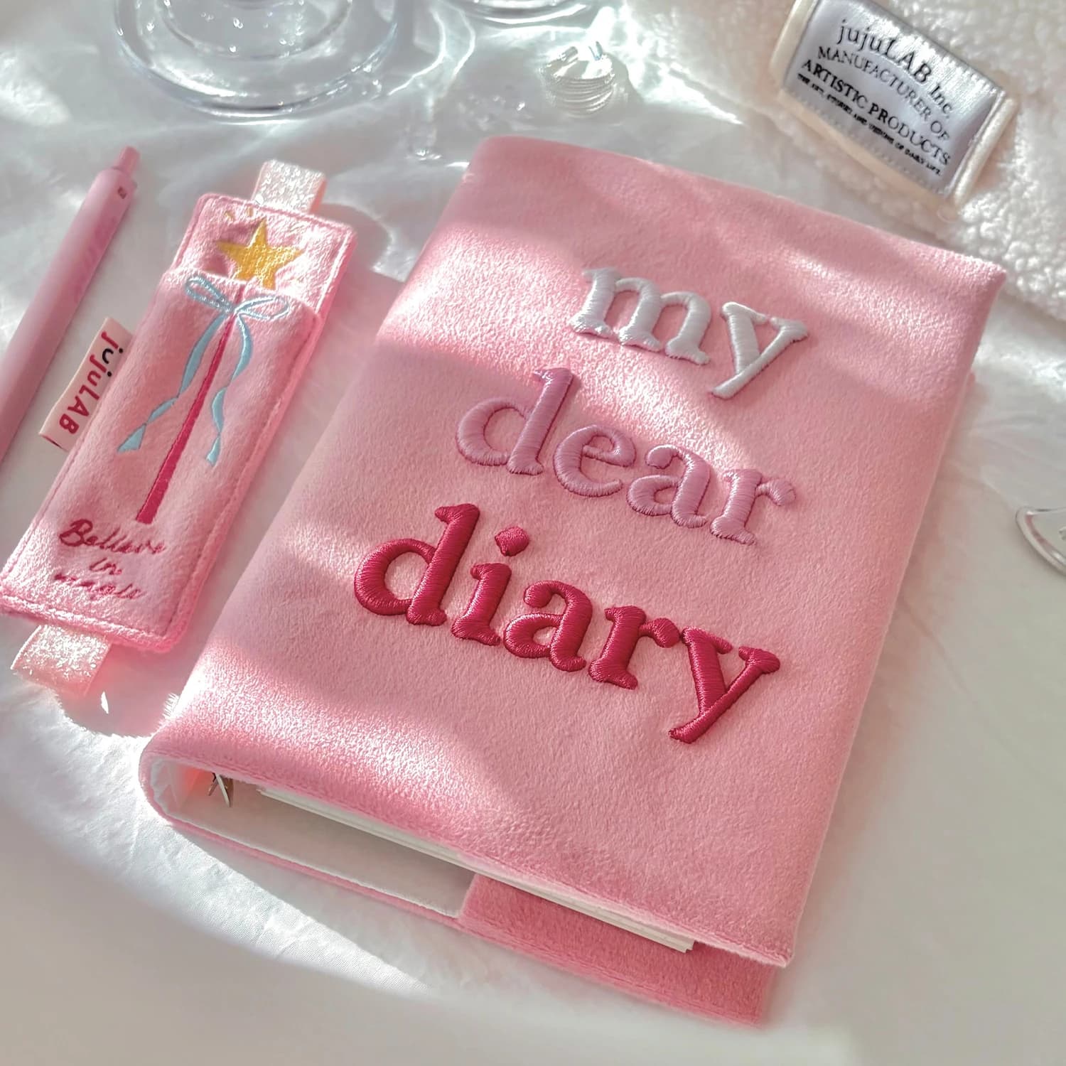 Light Pink Princess Diary Binder for A5/A6/A7 - 3-in-1 Planner, Card Holder & Notebook Cover with 6-Ring Idol Collecting Book