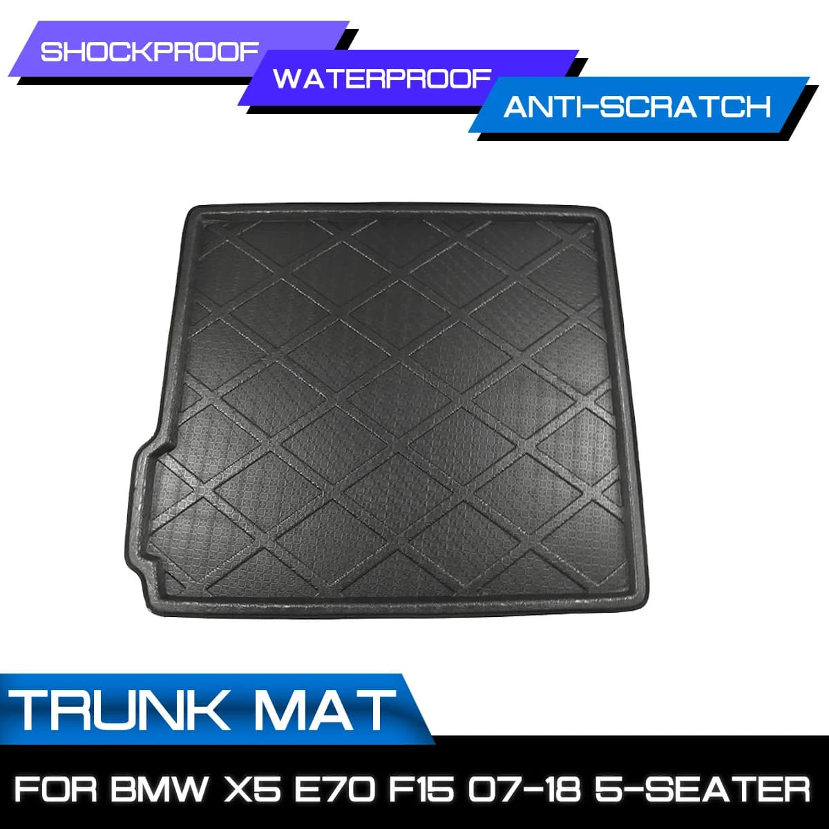 Tappetino per bagagliaio posteriore per auto tappetini impermeabili tappeto Anti fango vassoio Cargo Liner per BMW X5 E70 F15 5 posti 2007-2018