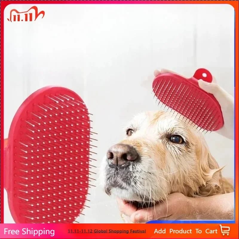 Hot Sale Pet Dog Cat Bath Brush Comb Rubber Glove Hair Fur Grooming Massaging Massage Pin Pet Shower Dog Brush Pets Supplies