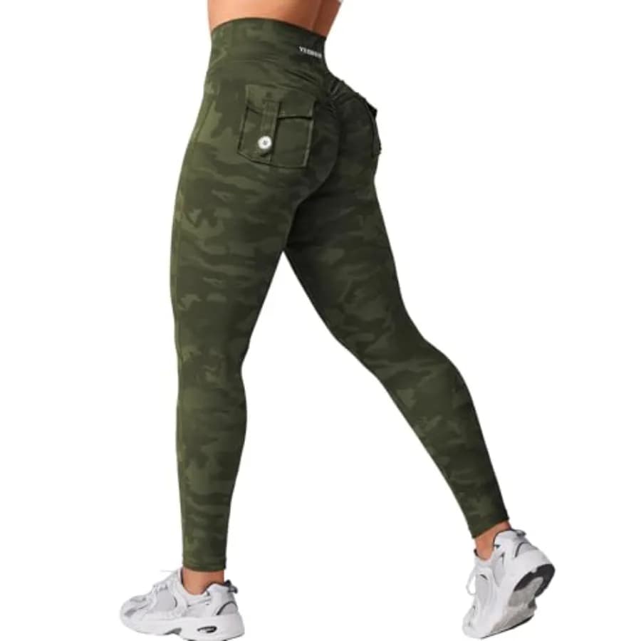 Leggings YEOREO CoreFlex con Tasche per Donne, Leggings da Allenamento con Effetto Push-Up, Vita a V Incrociata, Pantaloni da Palestra e Yoga