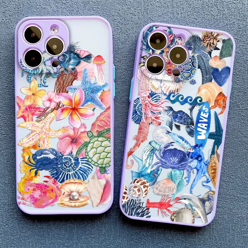 Cover per iPhone con Motivo Marino Colorato per iPhone 17 16 Pro Max 15 14 Pro Max Plus 13 Mini 12 11 Pro Max, Custodia Antiurto