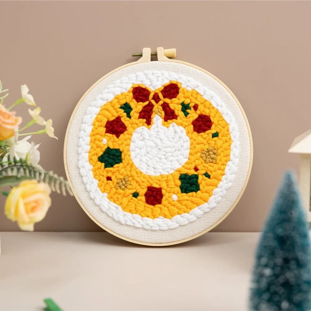 Merry Christmas Punch Needle Kit Handmade Yarn Art Punch Needle Supplies DIY Punch Needle Set Beginner Embroidery Set