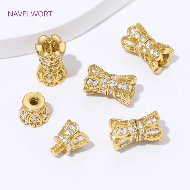 Chiusure a spirale placcate oro 14K con zirconi intarsiati, connettori in ottone per la creazione di gioielli, chiusure per bracciali