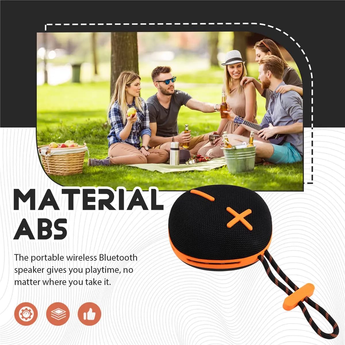 INABEZ H68 Altoparlante Bluetooth Wireless Super Portatile per Esterni con Radio e Lettore Schede, Piccolo Altoparlante Bluetooth Nero