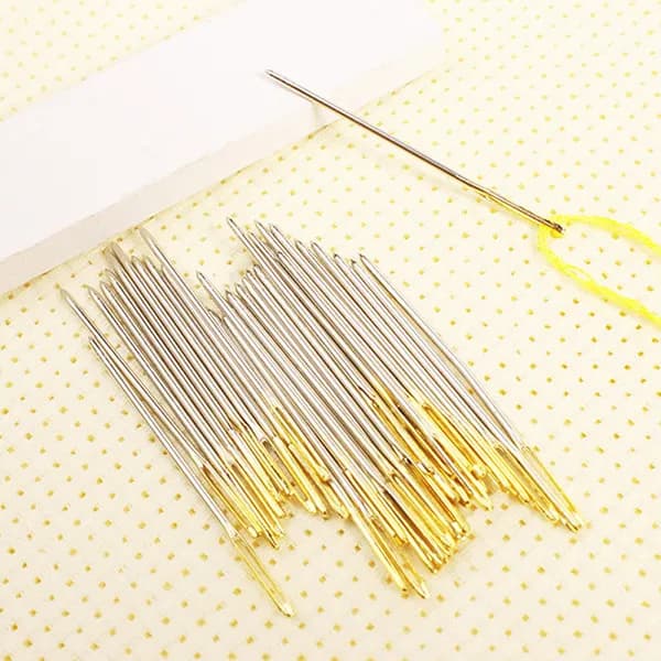 10 Pezzi Aghi a Punta Larga con Occhiello Grande, Lunghezza 3,7 cm, Gambo Spesso per Lavorazione a Maglia, Uncinetto, Tessitura, Cucito, Punto Croce