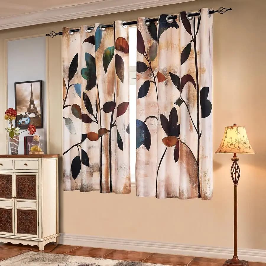 Light flitering curtains 52Wx63L, vibrant darkening floral curtains for environments, 50 blackout curtains, semi-veiled Boho Farmhouse for Livi