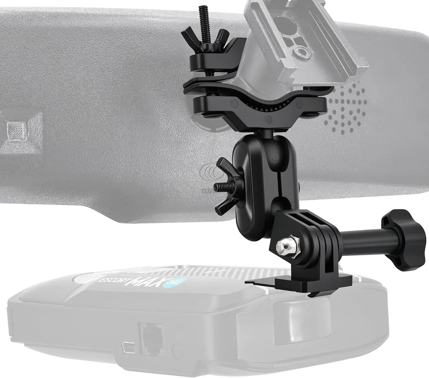 Rearview Mirror Mount for Escort Radar Detector Passport MAX, Passport MAX II, Compatible with Insta 360/Osmo Action Cam