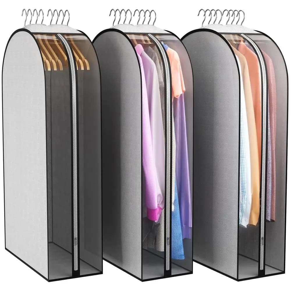 10 Sacche Porta Abiti con Soffietto per Appendere Vestiti, 40 Sacche Porta Abiti per Armadio Aperto, Copertura Laterale Trasparente per Cappotti, Vestiti, Giacche
