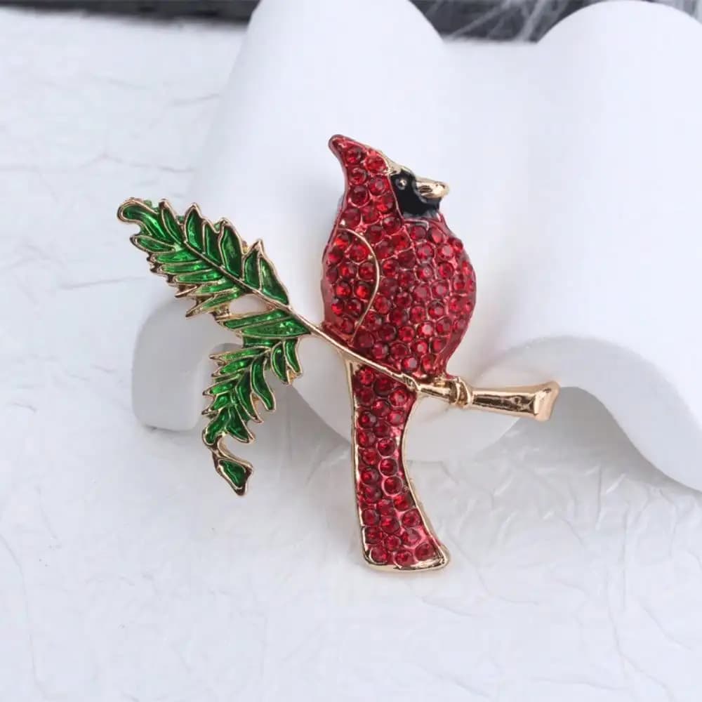 1pc Porcelain Glazed Red Bird Women's Brooch - Retro Elegant, Fashionable, Fine Craftsmanship, Unique Design, for Scarves/Bags