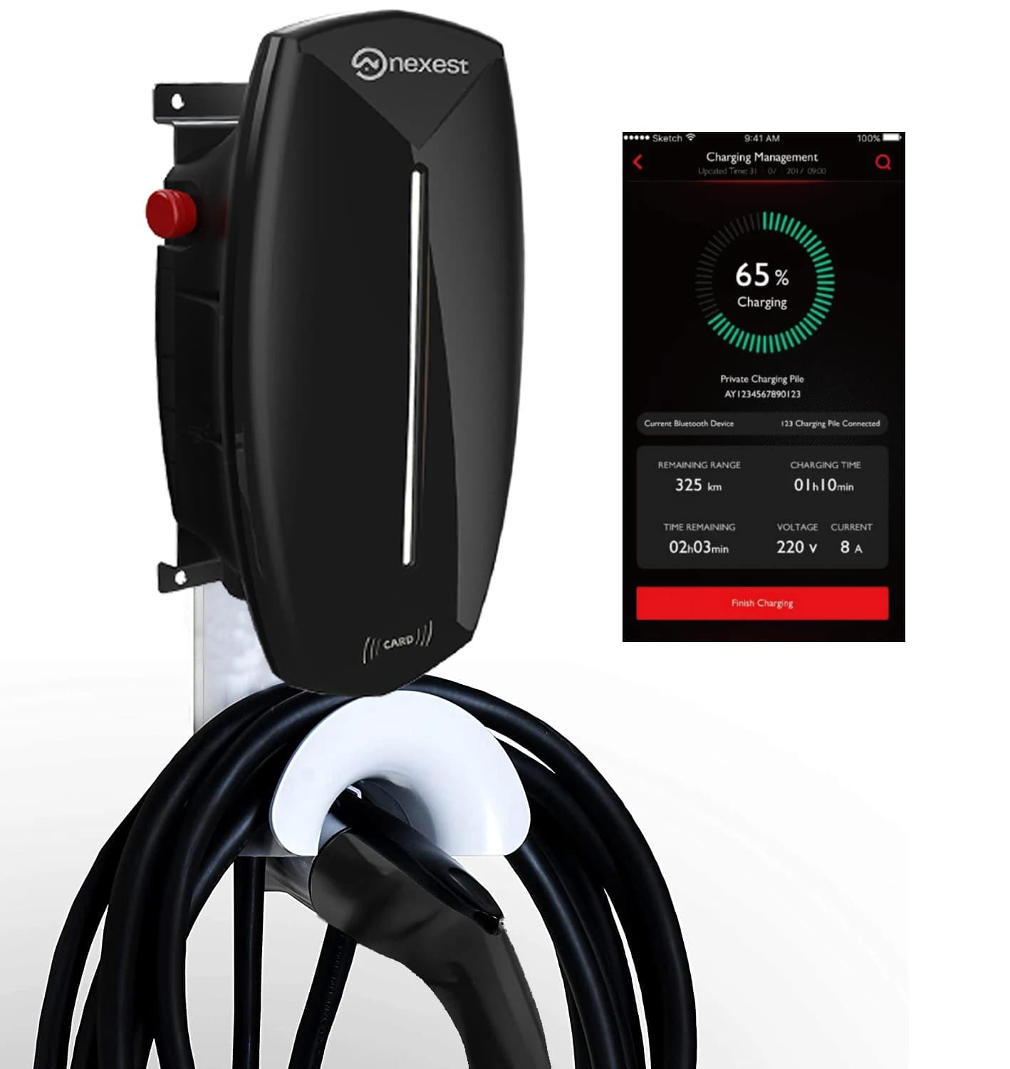 IEC 61851 Nexest 7KW 22KW AC App Control EV Fast Type2 Wallbox Car Evse Electric Vehicle Charging EV charging station