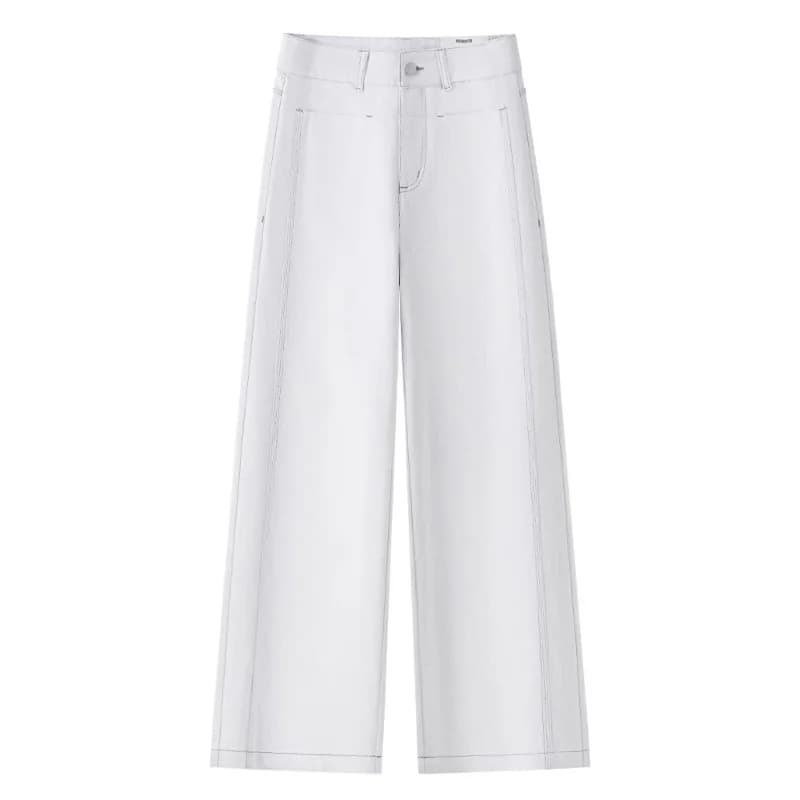 Jeans bianchi da donna, stile primaverile e autunnale, pantaloni dritti larghi dimagranti, pantaloni a gamba larga stretta di vendita calda alla moda