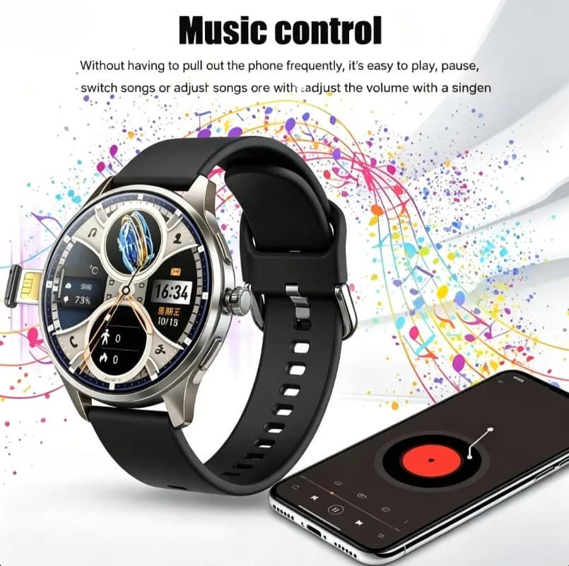 Unisex 1.75" Large Display Android Smartwatch with SIM Slot, Standalone Calling, GPS, Compass and HD Camera