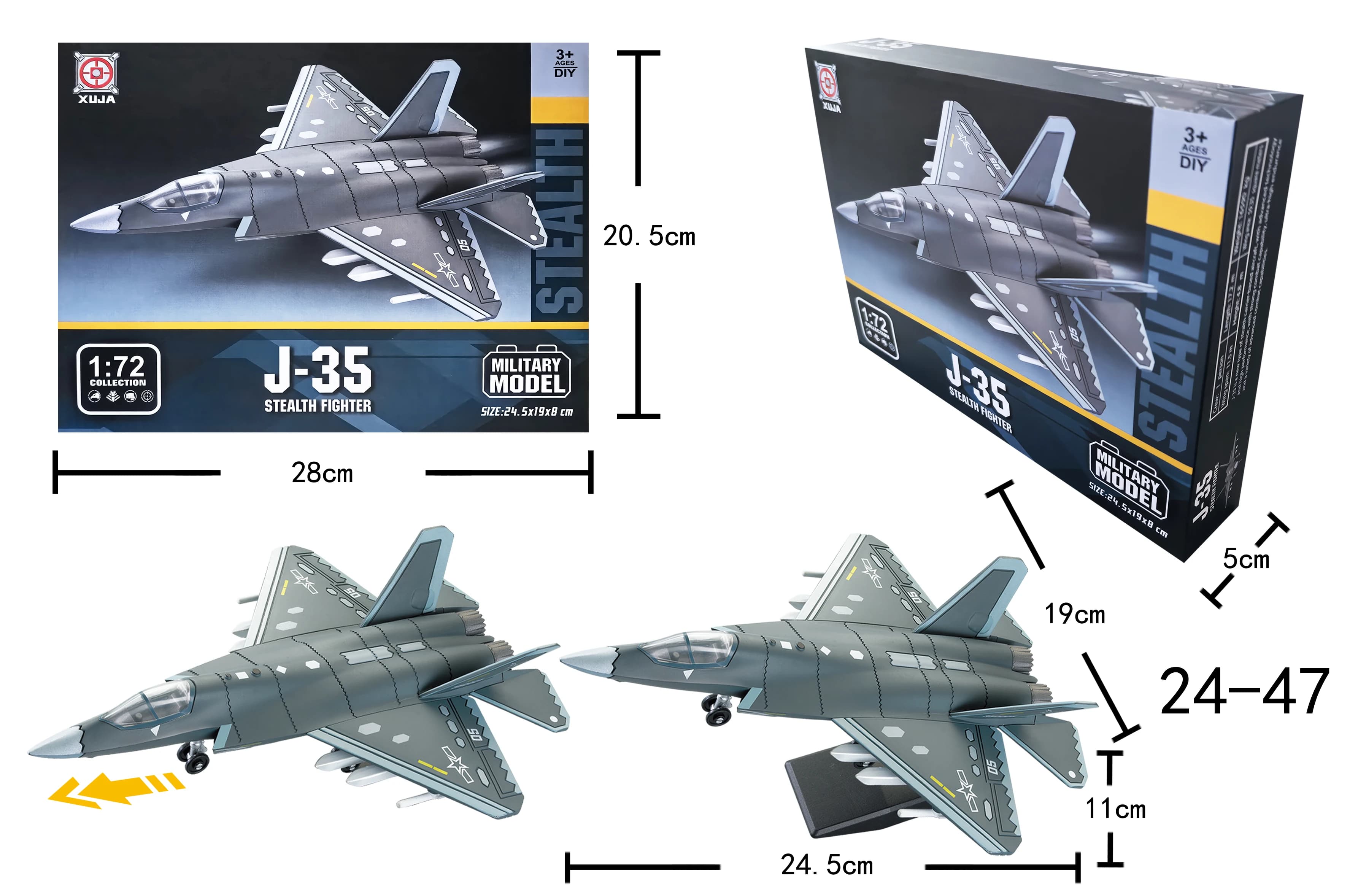 Scala 1:72 ABS China Fighter J-35 Modello 3D Puzzle Assemblaggio Die-Cast Kit di Costruzione di Aerei Militari Ragazzo Da Collezione Regalo Ornamento