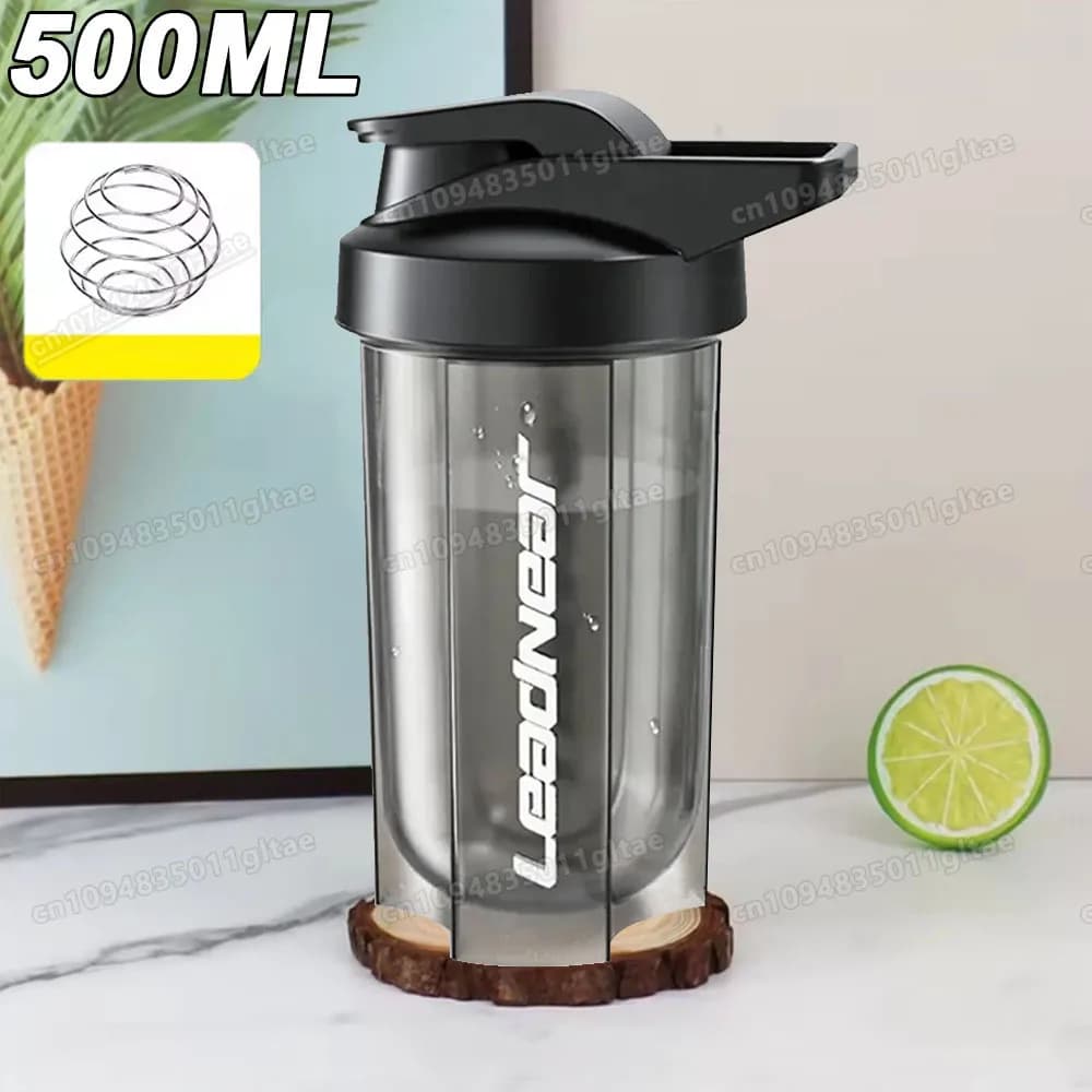 500 ml protein powder test portable water bottle for gym, outdoor fitness training, sports mixing cup with scale