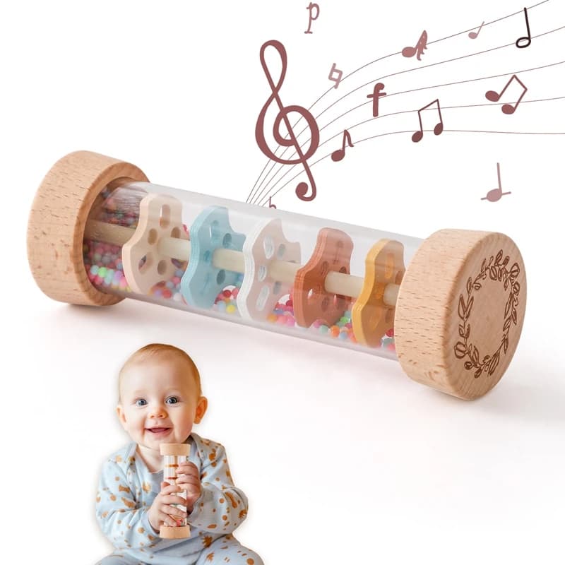 Montessori Baby Rain Stick Arcobaleno Clessidra Pioggia Musica Sonaglio Giocattolo educativo per bambini Giocattoli sensoriali Montessori per bambini Regalo del BAMBINO