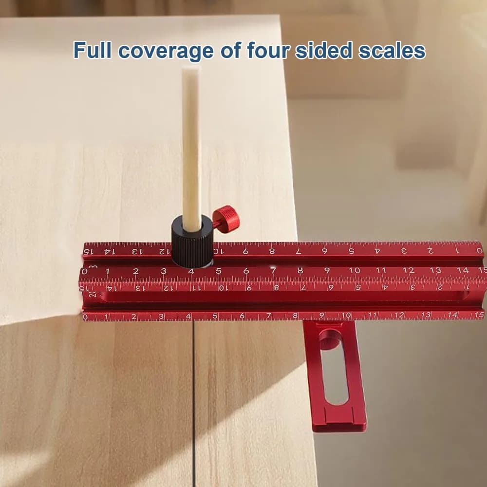 Aluminum Alloy Ceiling Leveling Ruler Magnetic End Design Accurate Floor Tile Laying Ruler Red 4 Side Scaled Magnetic Tool