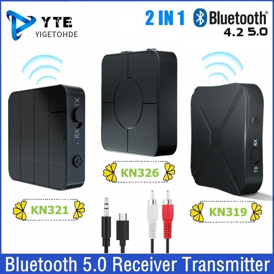 YIGETOHDE Bluetooth 5.0 Ricevitore Trasmettitore Audio Musica Stereo Wireless BT 5.0 Adattatore RCA 3.5Mm AUX Martinetti Per Altoparlante TV Auto PC