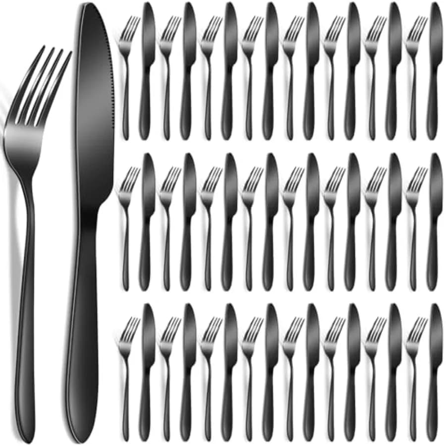 Set di posate in acciaio inossidabile da 50 pezzi, forchette e coltelli da tavola, set di posate per cucina e ristorante, 8,4 pollici