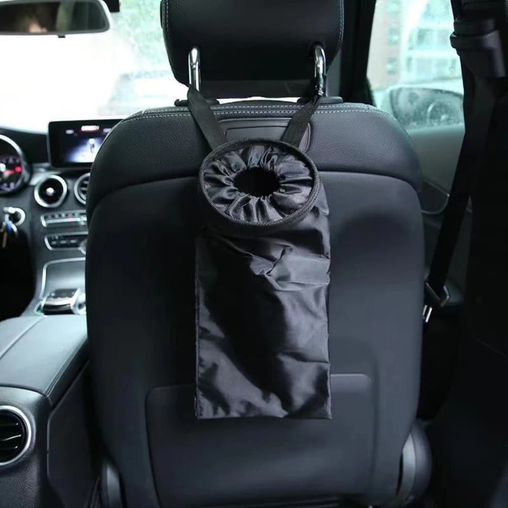 Cestino per auto in tessuto Oxford nero, sacchetto per rifiuti da appendere al sedile posteriore, organizer per immondizia, accessori per interni auto