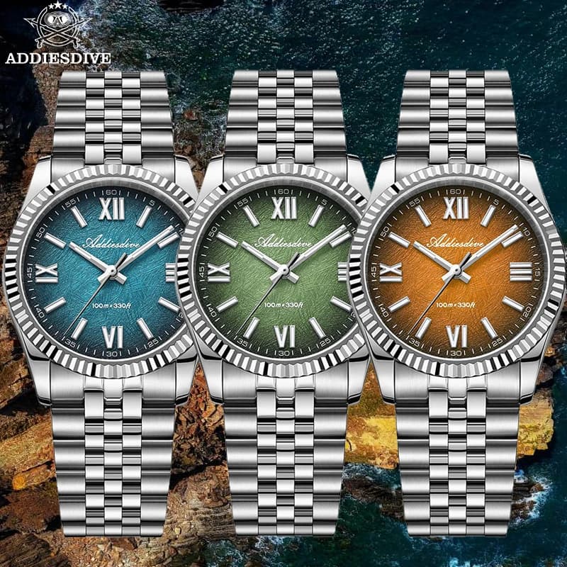 ADDIESDIVE Nuovo Orologio Al Quarzo Da Uomo Impermeabile In Acciaio Inox Luminoso Vetro Zaffiro VH31 Movimento BGW9 Orologio Analogico Luminoso