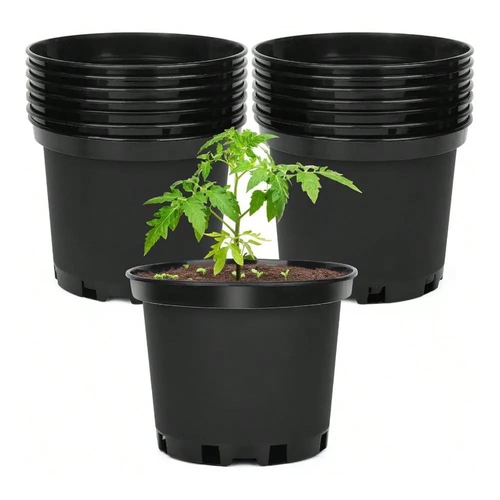 Vasi da vivaio da 1 gallone, vasi per fiori resistenti con fori di drenaggio, contenitori per piante per semi di fiori, alberi, pomodori, neri, 15 pezzi