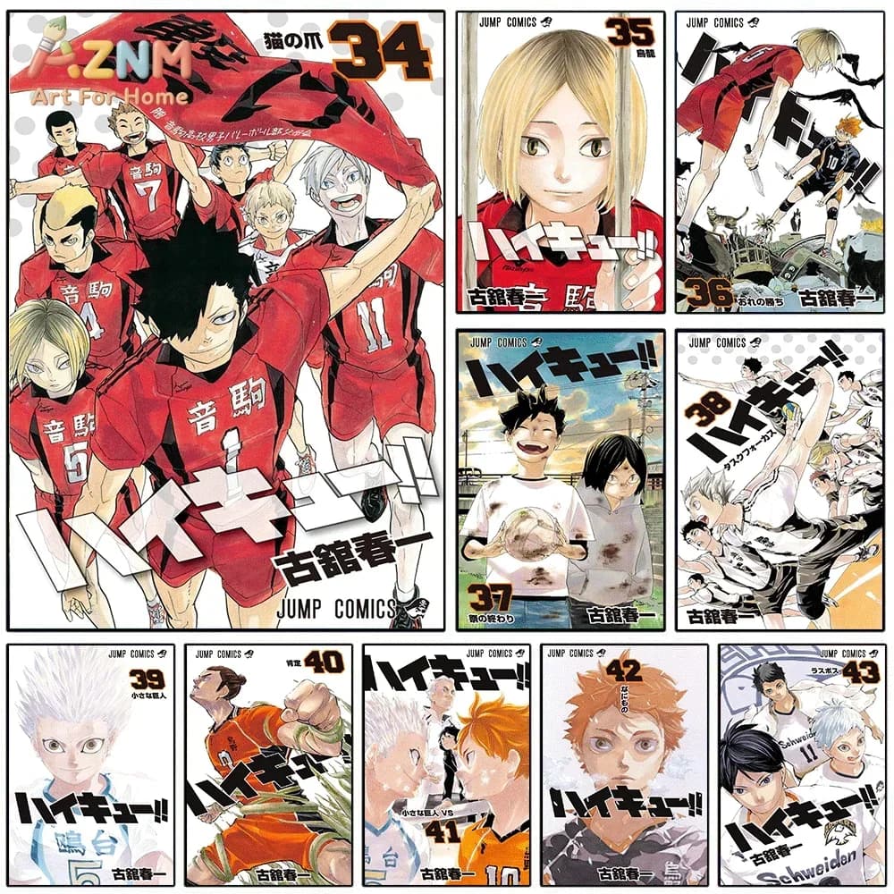 AZNM Haikyuu Nekoma Team Manga Cover Canvas Wall Art Single Frameless Volleyball Anime Print Jump Comics Poster For Teen Bedro