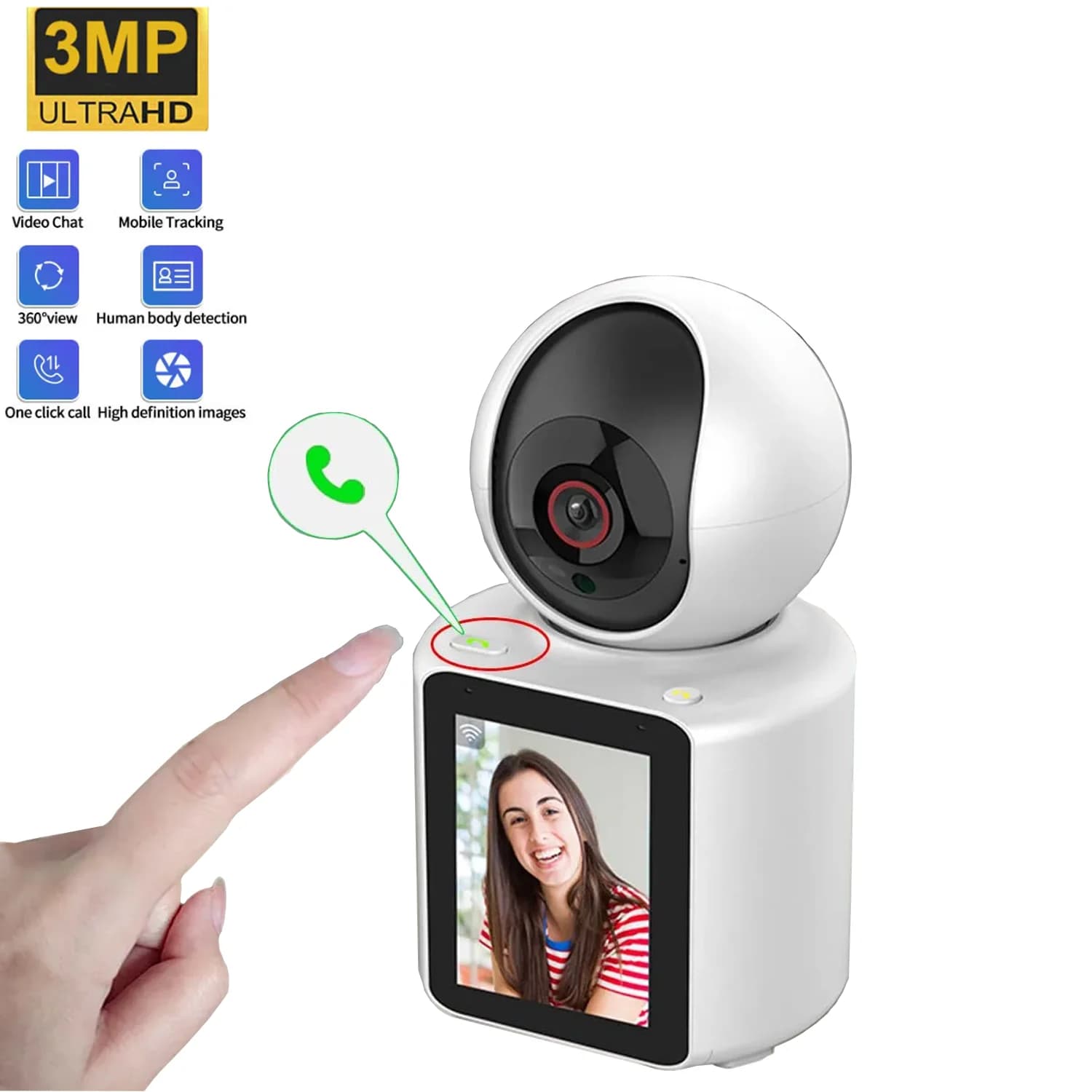 Telecamera di sicurezza Wifi 360 PTZ Video Eye Schermo IPS Audio bidirezionale Baby Monitor Visione notturna Rilevazione AI Telecamere di sorveglianza domestica