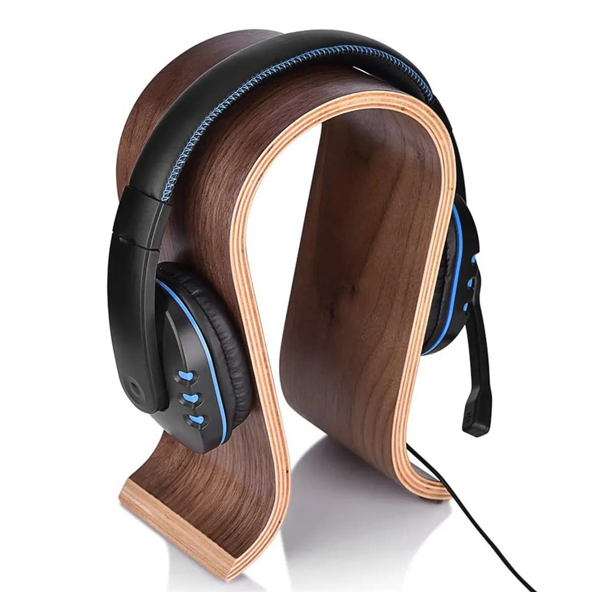 CCDDBG 2X Supporto per cuffie a forma di U, supporto in legno per cuffie, appendiabiti da scrivania, espositore per cuffie, per cuffie on-ear