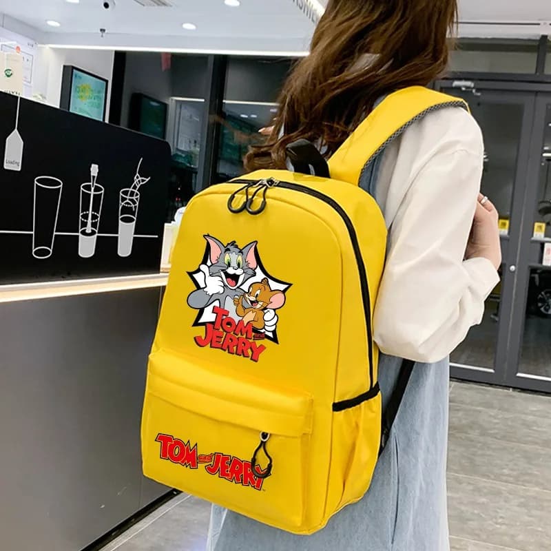 Zaino per studenti Tom e Jerry, zaino con motivo cartone animato, zaino stampato con motivo anime, zaino per il ritorno a scuola, zaini di grande capacità, regali di cancelleria