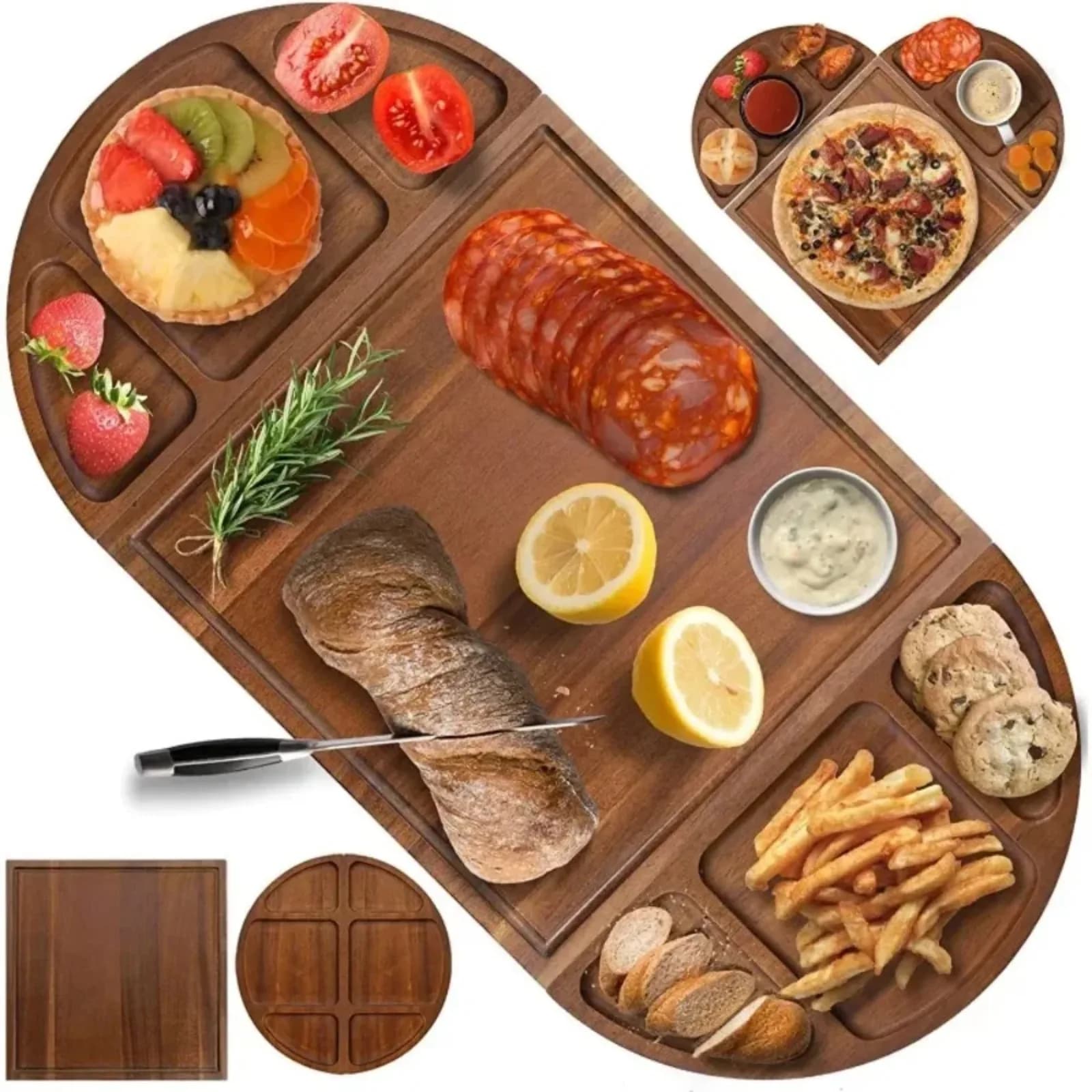 Wooden Cutting Board Natural Wood Chopping Plate Food Prep Board for Kitchen Bread Fruits Vegetables Cheese Serving