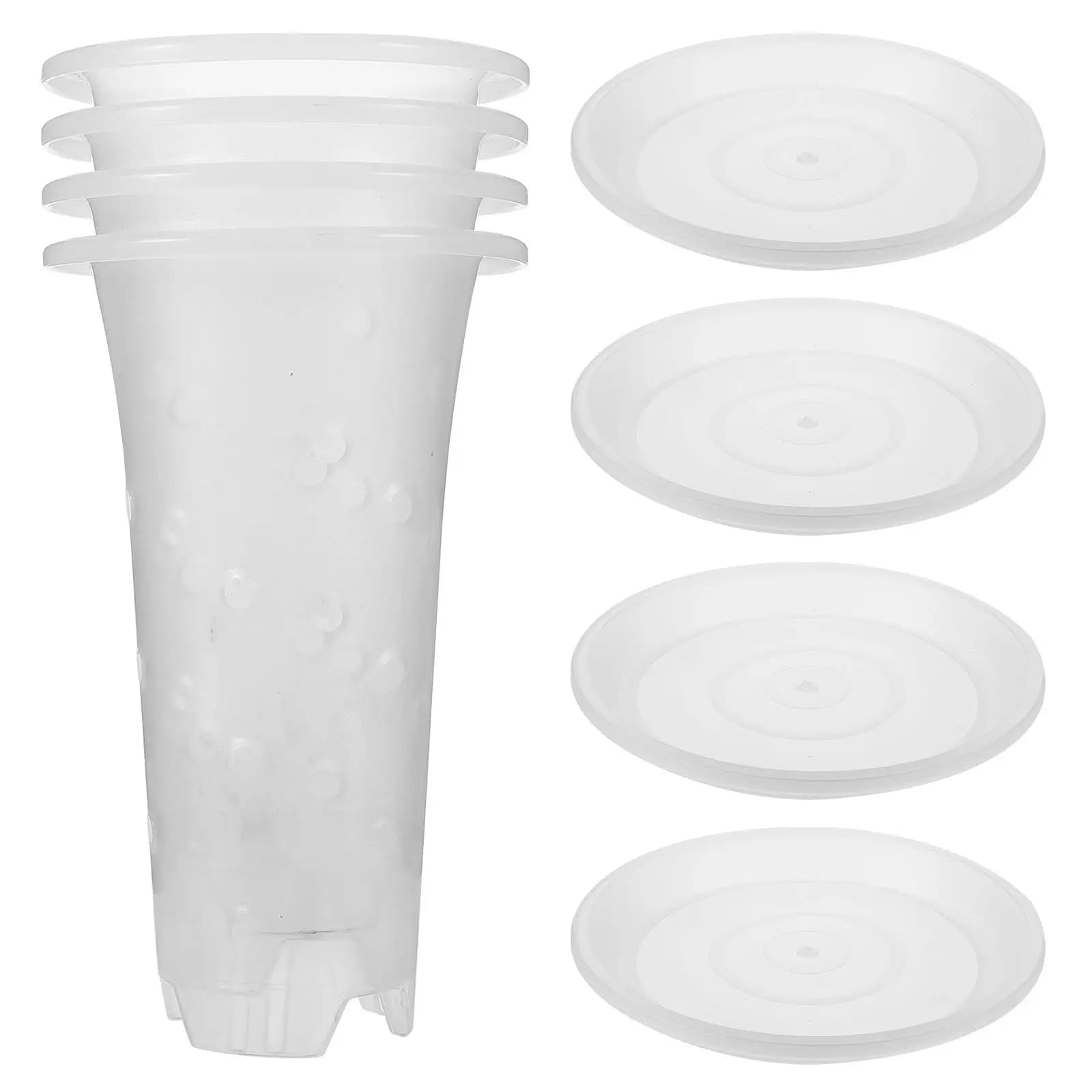 Set di Vasi Trasparenti per Orchidee, Contenitori in Plastica per Piante, Vasi Ventilati per Fiori e Succulente, Accessori per Giardinaggio Interno