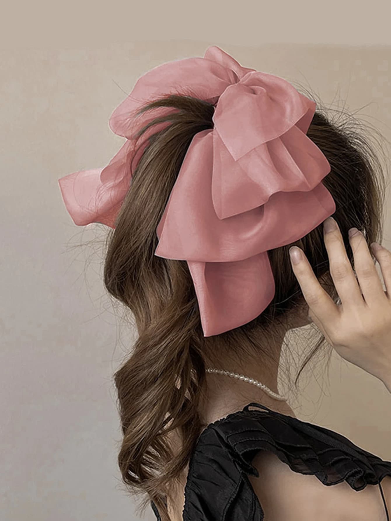 1 pcs fashion solid chiffon mesh bow ribbon banana hair clips for women girls hair accessories party