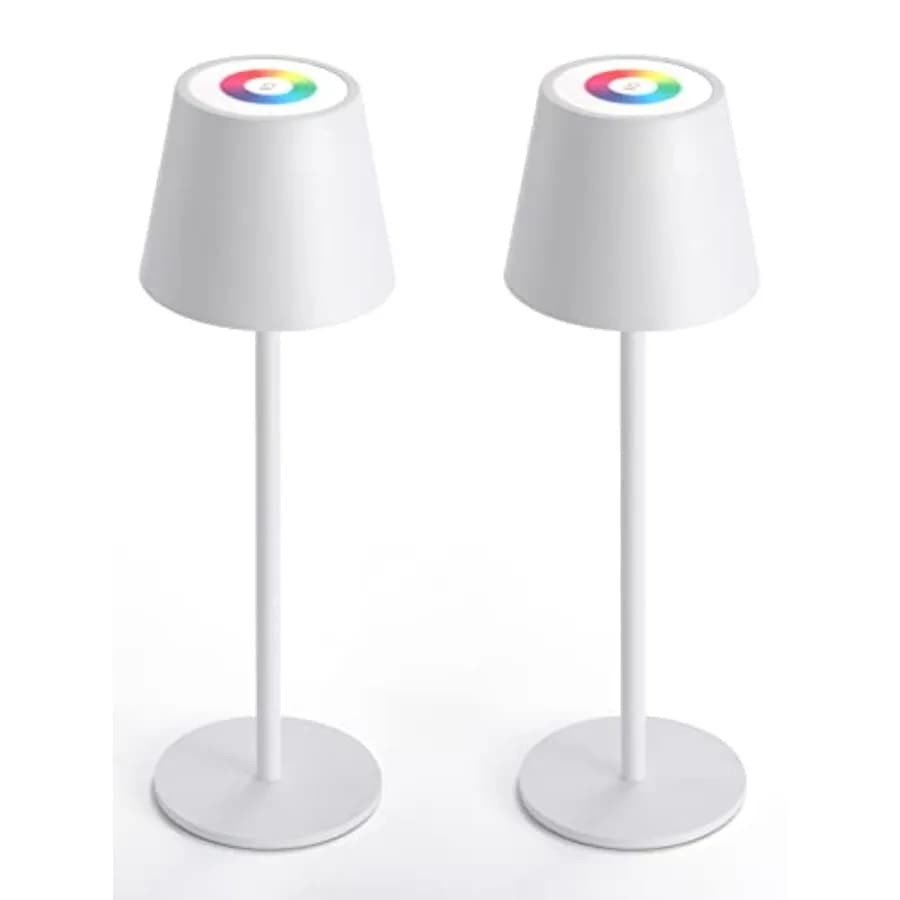 Confezione da 2 Lampade da Tavolo RGB Senza Fili, Lampada da Scrivania con Batteria Ricaricabile da 6600mWh, Dimmerabile a 3000K e Luce Notturna a LED con Cambio Colore, IP