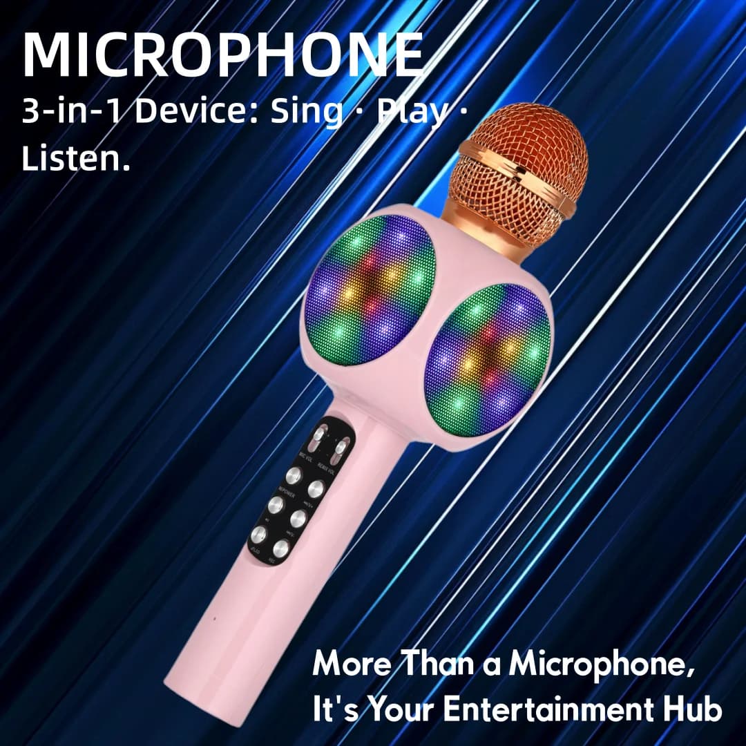 Microfono per macchina per karaoke, altoparlante Bluetooth wireless con cambio vocale magico, luci LED colorate, regalo giocattolo per ragazze e ragazzi