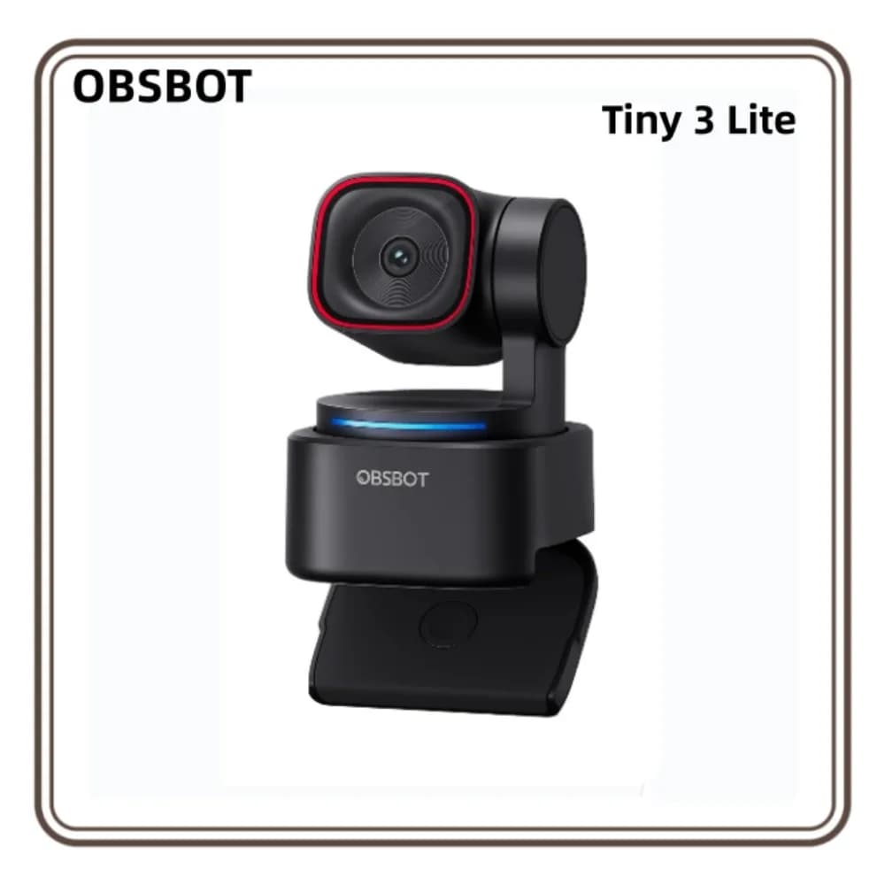 OBSBOT Tiny 3 Lite Webcam 4K con audio spaziale potenziato dall'IA, telecamera PTZ con tracciamento AI, sensore da 1/2 pollice, controllo vocale, 120FPS, Tri-Mic