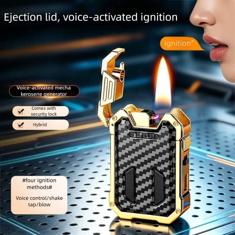 Accendino Ibrido Olio-Elettrico 2026 Nuovo Stile Mecha con Metodi di Accensione Multipli, Accendino di Alta Gamma Come Regalo per Uomini