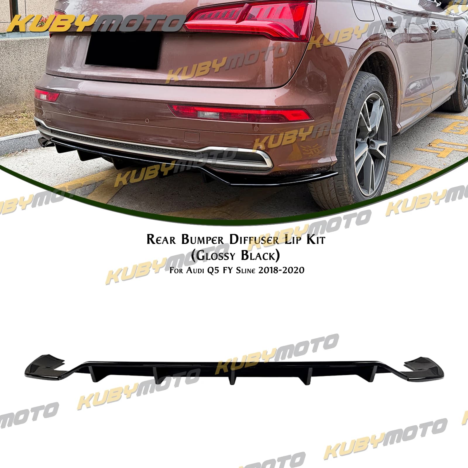 For Audi Q5 FY Sline 2018-2020 Car Rear Bumper Diffuser Lip Lower Splitters Wing Spoiler Rear Lip Exterior Accessories