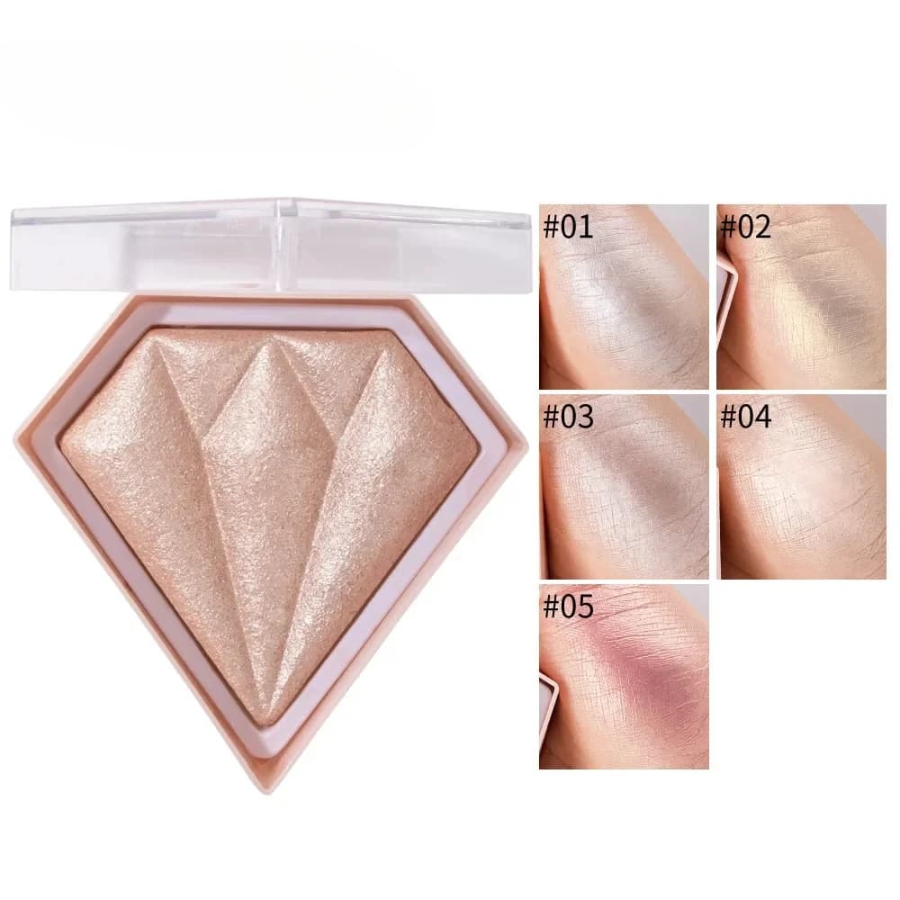 Diamond Sparkle Makeup Highlighter Powder Palette per viso e corpo Diamond 3D Curved Shimmer Bronzer Glow Palette Cosmetics
