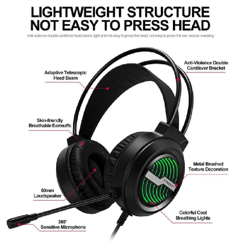 Cuffie da Gaming RGB Cablate USB Over-Ear con Microfono, Driver da 50mm, Bassi Profondi e Audio Surround per PC e Mac