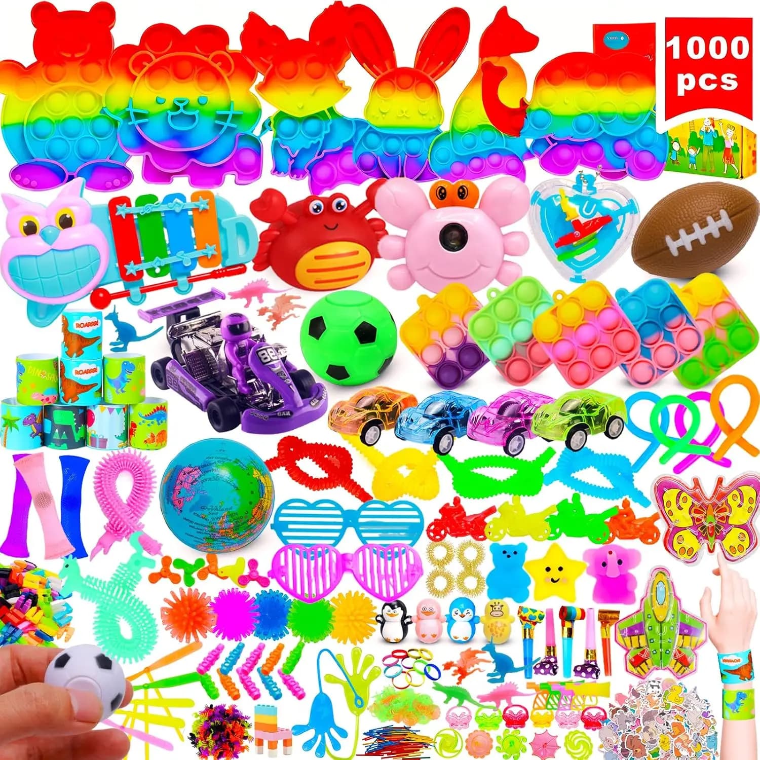 1000 Pezzi di Giocattoli Antistress per Bambini, Set di Fidget Toys per Alleviare lo Stress, Premi per la Classe e Regali per il Carnevale