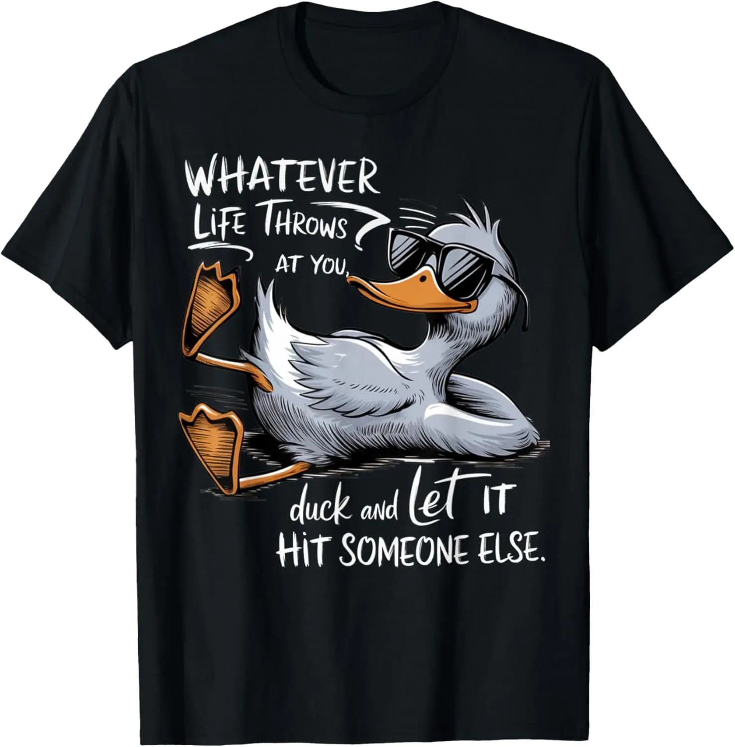 Funny Duck Graphic Tees And T Shirts For Men Women Teens Humorous Quote Gift Creative, Comfortable, Soft, Breathable, Cute, Personalized, Round Neck, Fashion, With Women's and Men's