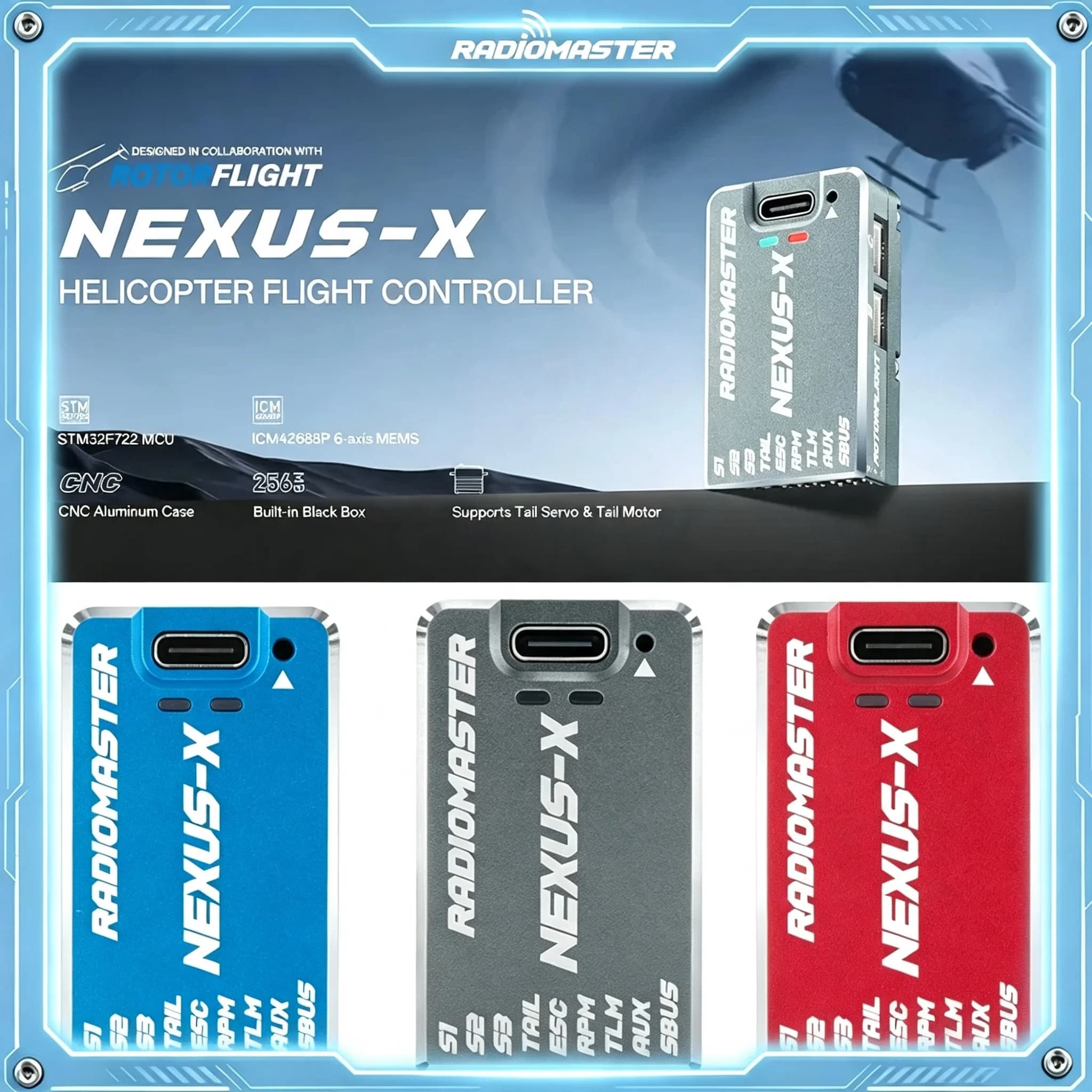 RadioMaster Nexus‑X Helicopter Flight Controller STM32F722 MCU ICM42688P 6‑Axis Gyro CRSF ELRS For RC Helicopter 2.2 Firmware