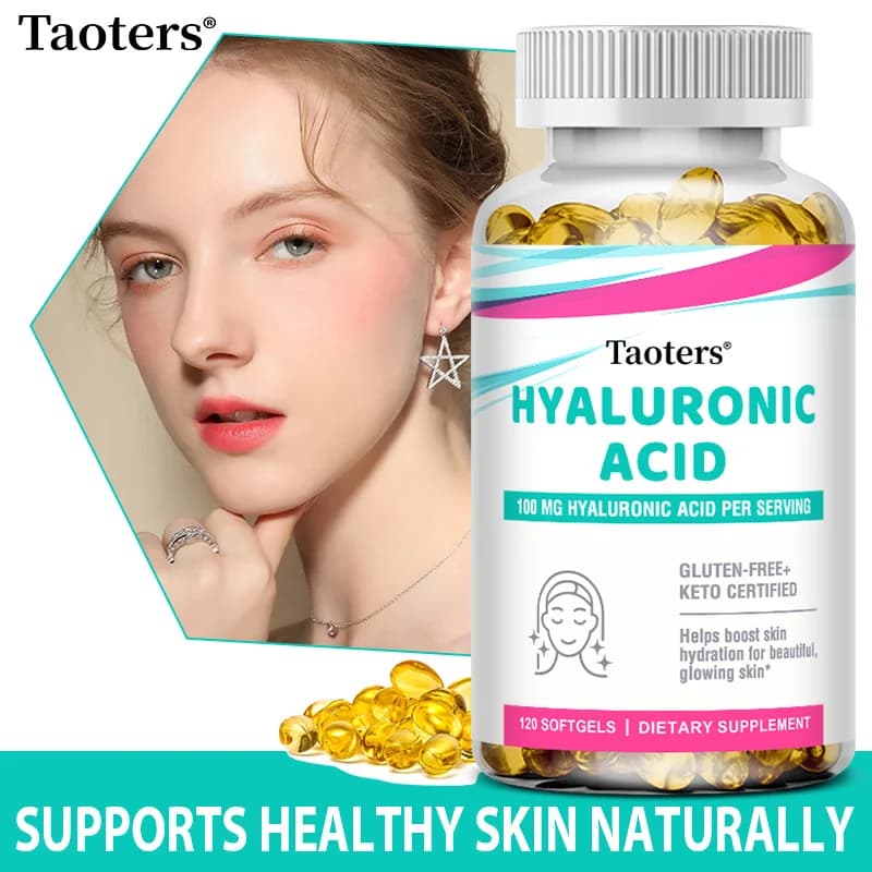 Collagen capsules with hyaluronic acid and vitamin C complex, skin whitening supplement, anti-aging