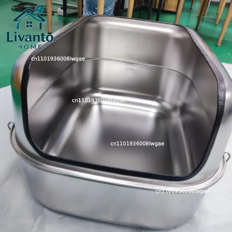 Lettiera per Gatti in Acciaio Inossidabile, Grande, Anti-Schizzi, Antiruggine, Toilette per Gattini da Interno, Vassoio Durevole per Animali Domestici
