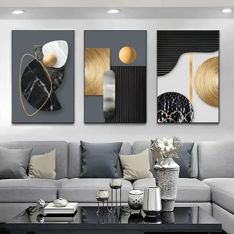 3pcs Canvas Poster Abstract Geometry Art Beautiful Marble Art Simple Design Decoration Gift for Friend Living Room Bedroom Decor