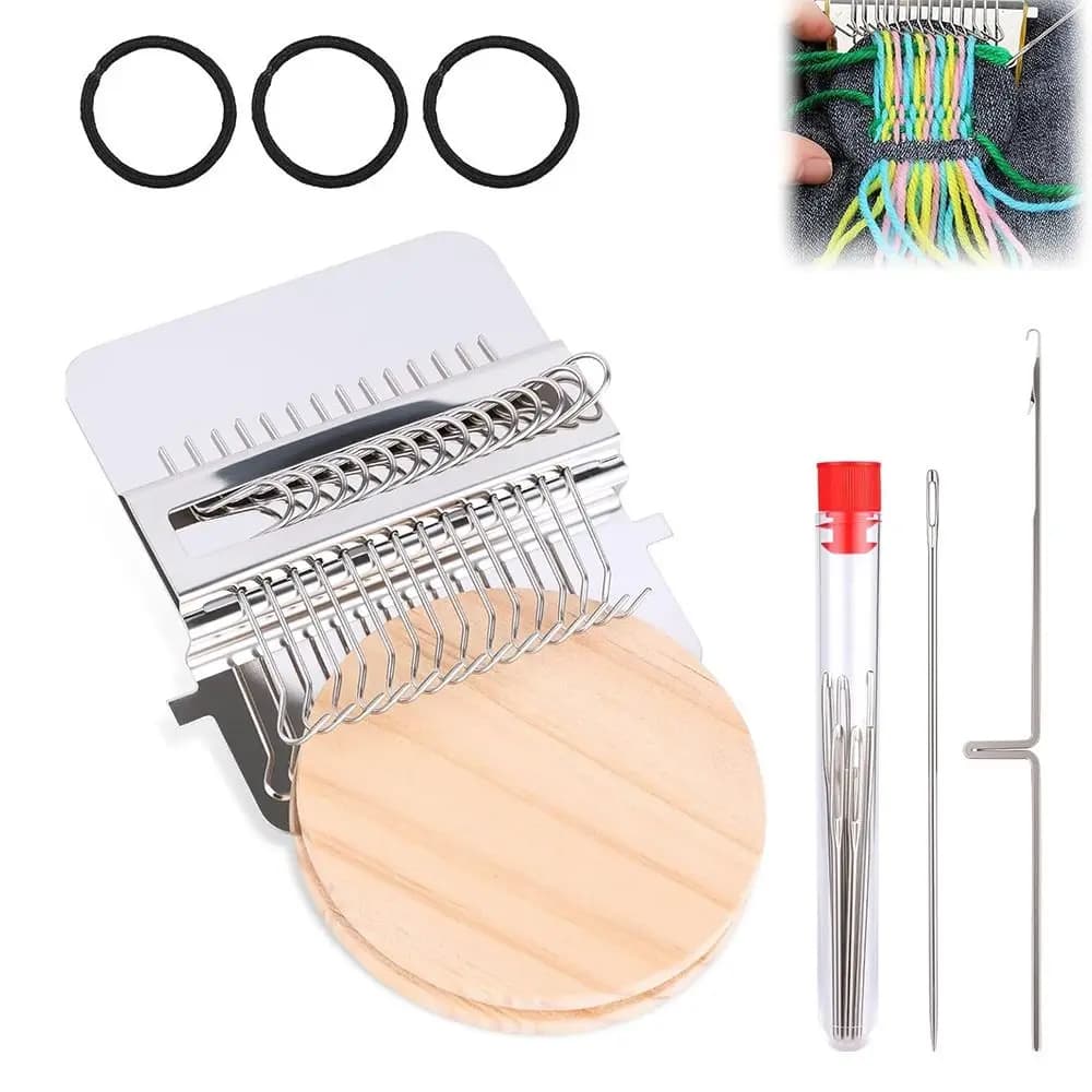 Wooden Frame Mini Loom Machine Metal Tool 12/14 Hook Small Woven Machine DIY Handcrafts Small Frame Small Looms Weaving Tool