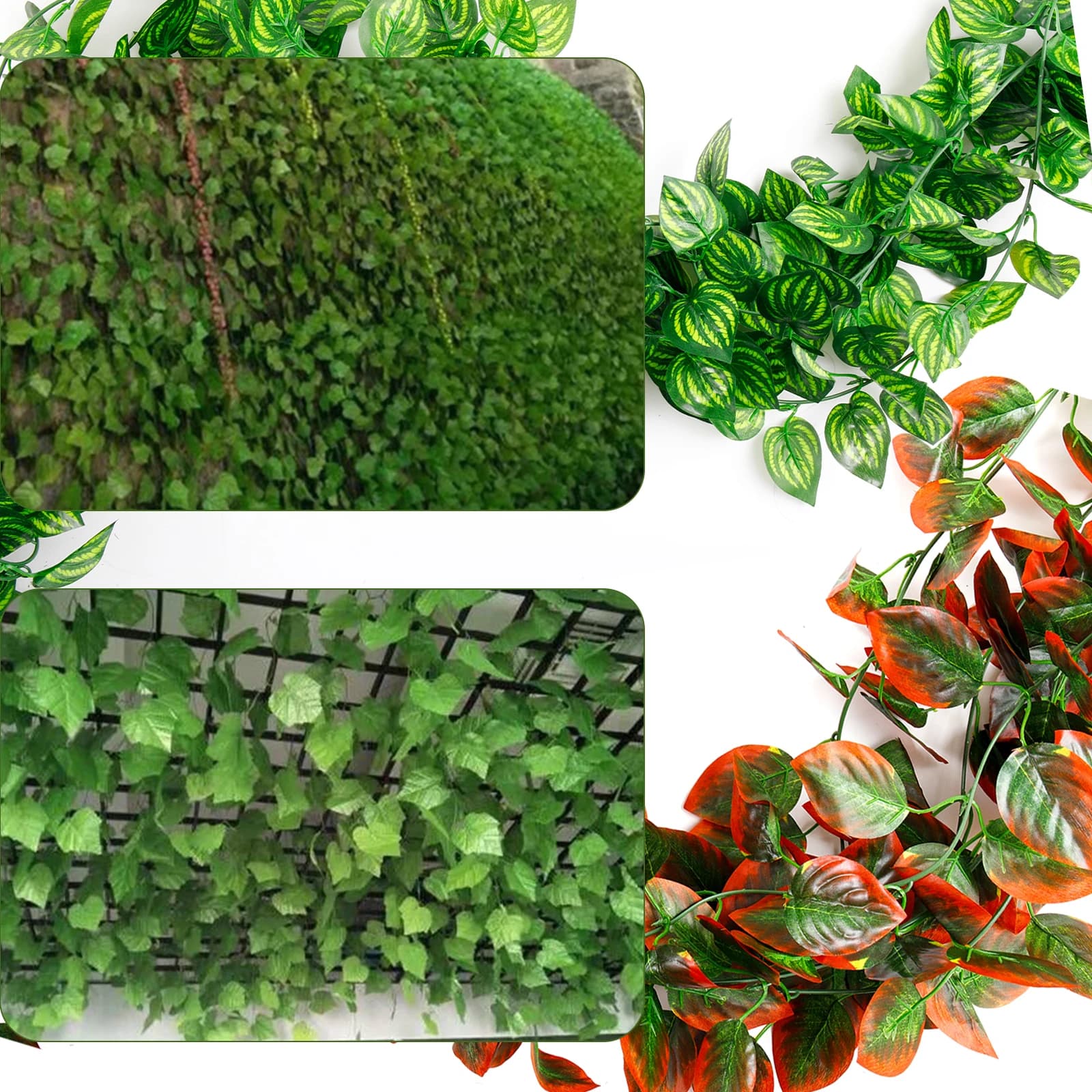 Foglie di Edera Artificiale da 2,4m, Pianta Finta Rampicante, Decorazioni per Feste, Matrimoni, Casa, Ghirlanda da Appendere, Decorazioni Verdi Simulate